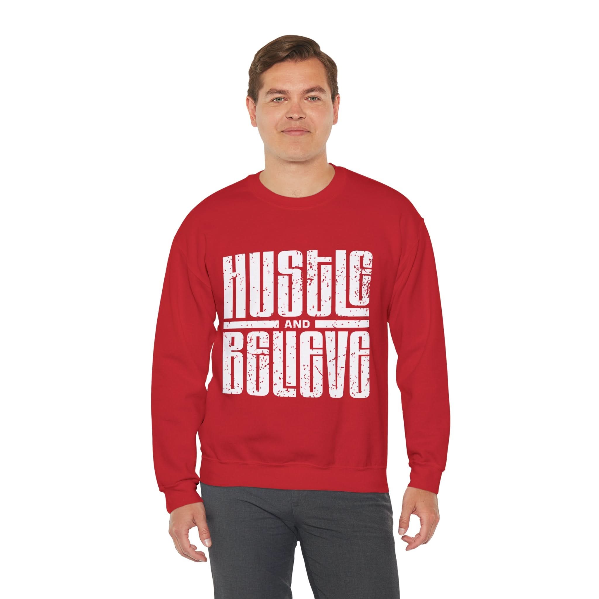 Hustle and Believe Sweatshirt for Dreamers, Cozy Crewneck, Motivational Apparel, Unisex Gift for Entrepreneurs, Trending Fashion
