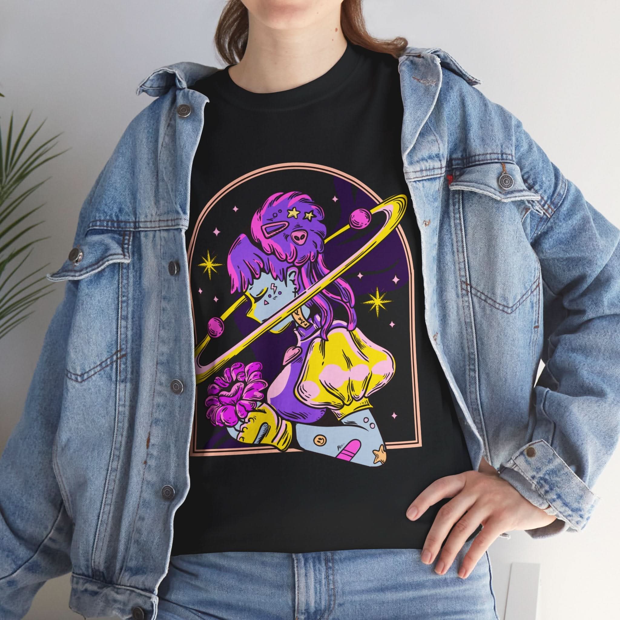 Cosmic Wizard Tee, Celestial Art Shirt, Unisex Heavy Cotton Tee, Astrology Gift, Space Design Apparel, Unique Graphic T-Shirt