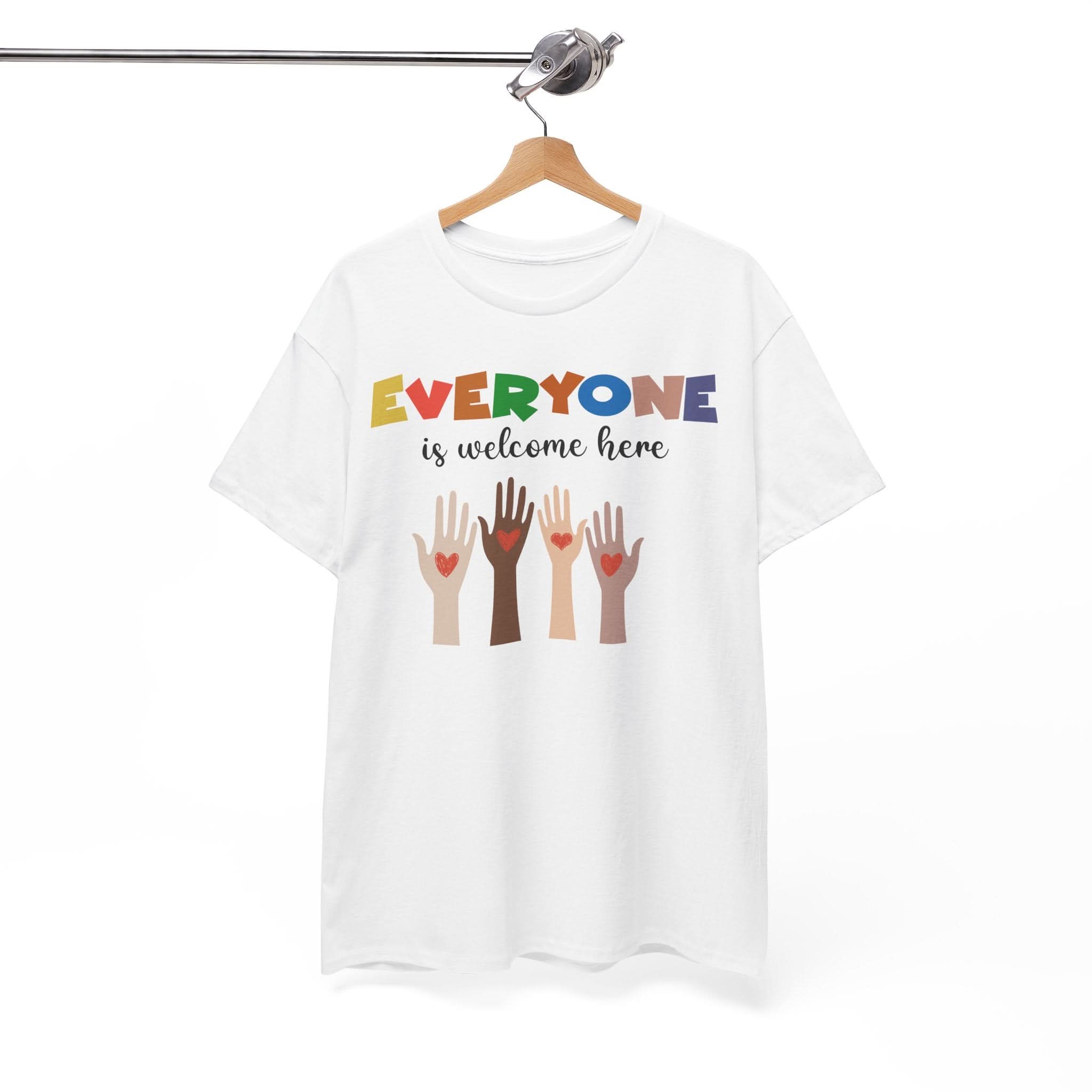 'Everyone is welcome here' Inclusive Message Tee | Gift For Him | Gildan Soft | Colorful Tee