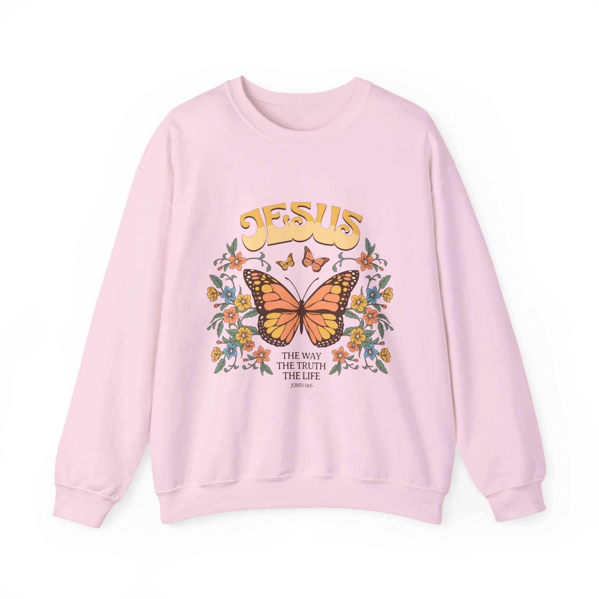 Butterfly Jesus Sweatshirt - Cozy Biblical Crewneck, Faith-Inspired Gift, Spiritual Apparel, Religious Fashion, Perfect for Everyday Use