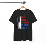 God, Family, Country T-Shirt — Patriotic American Flag Tee