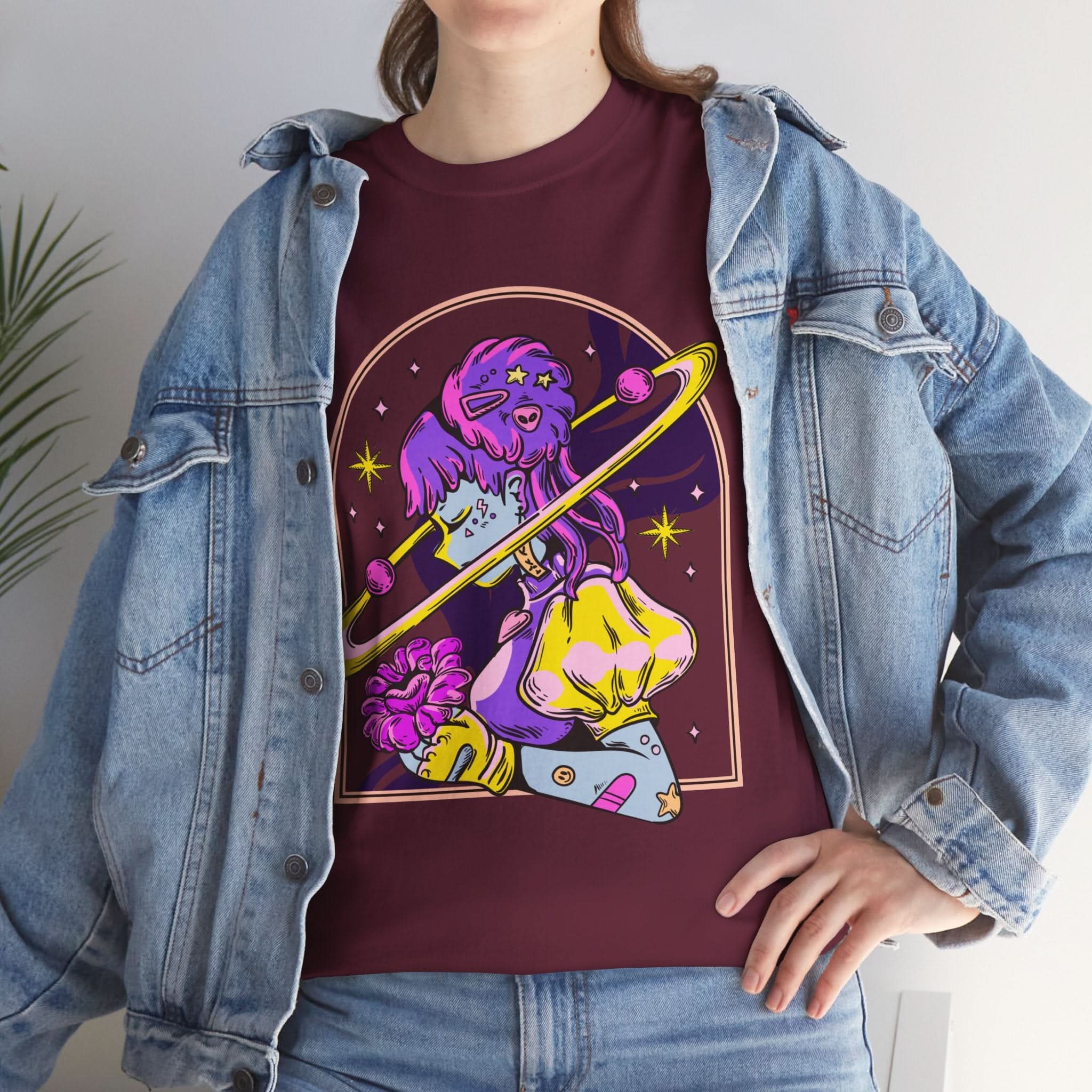 Cosmic Wizard Tee, Celestial Art Shirt, Unisex Heavy Cotton Tee, Astrology Gift, Space Design Apparel, Unique Graphic T-Shirt