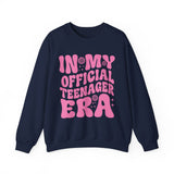 Teen Birthday Sweatshirt - "In My Official Teenager Era" Pink Graphic Crewneck