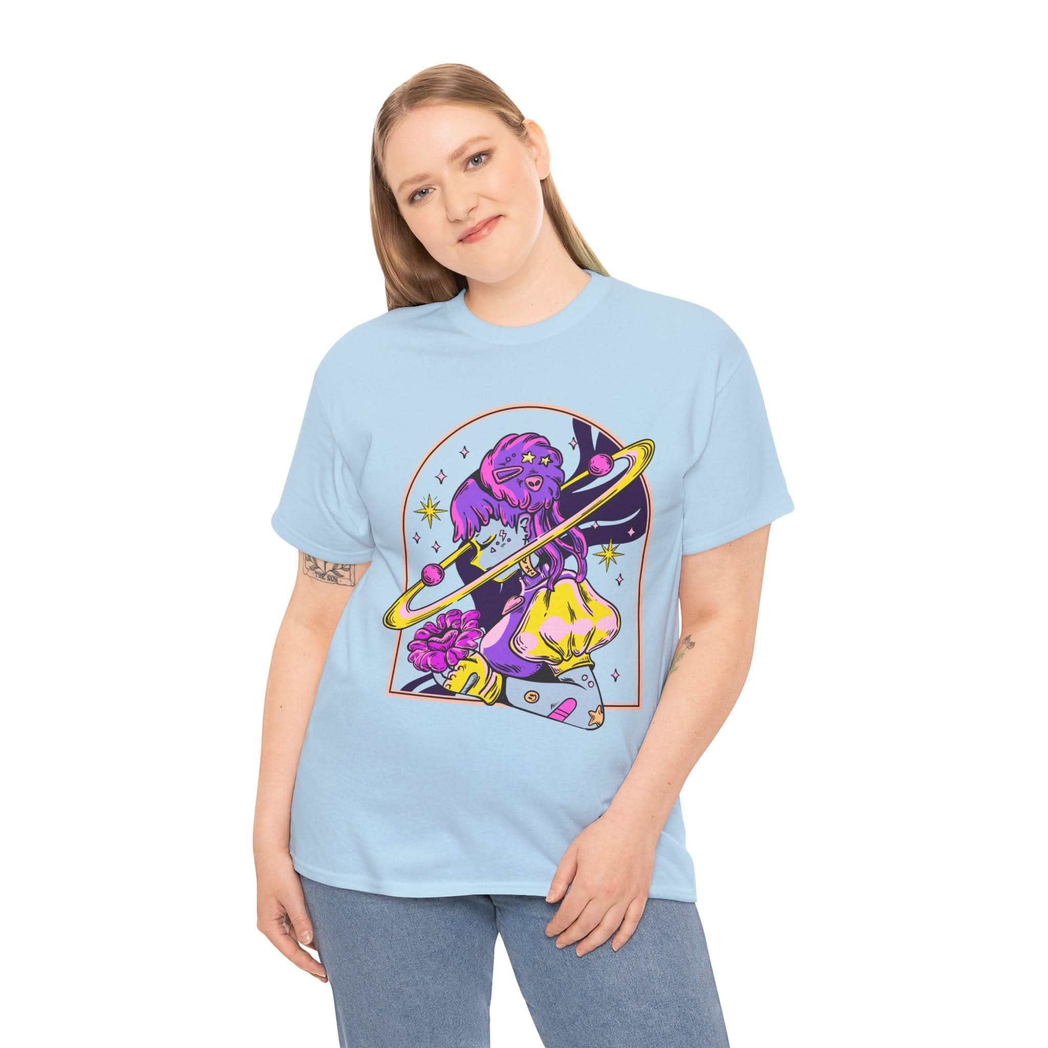 Cosmic Wizard Tee, Celestial Art Shirt, Unisex Heavy Cotton Tee, Astrology Gift, Space Design Apparel, Unique Graphic T-Shirt