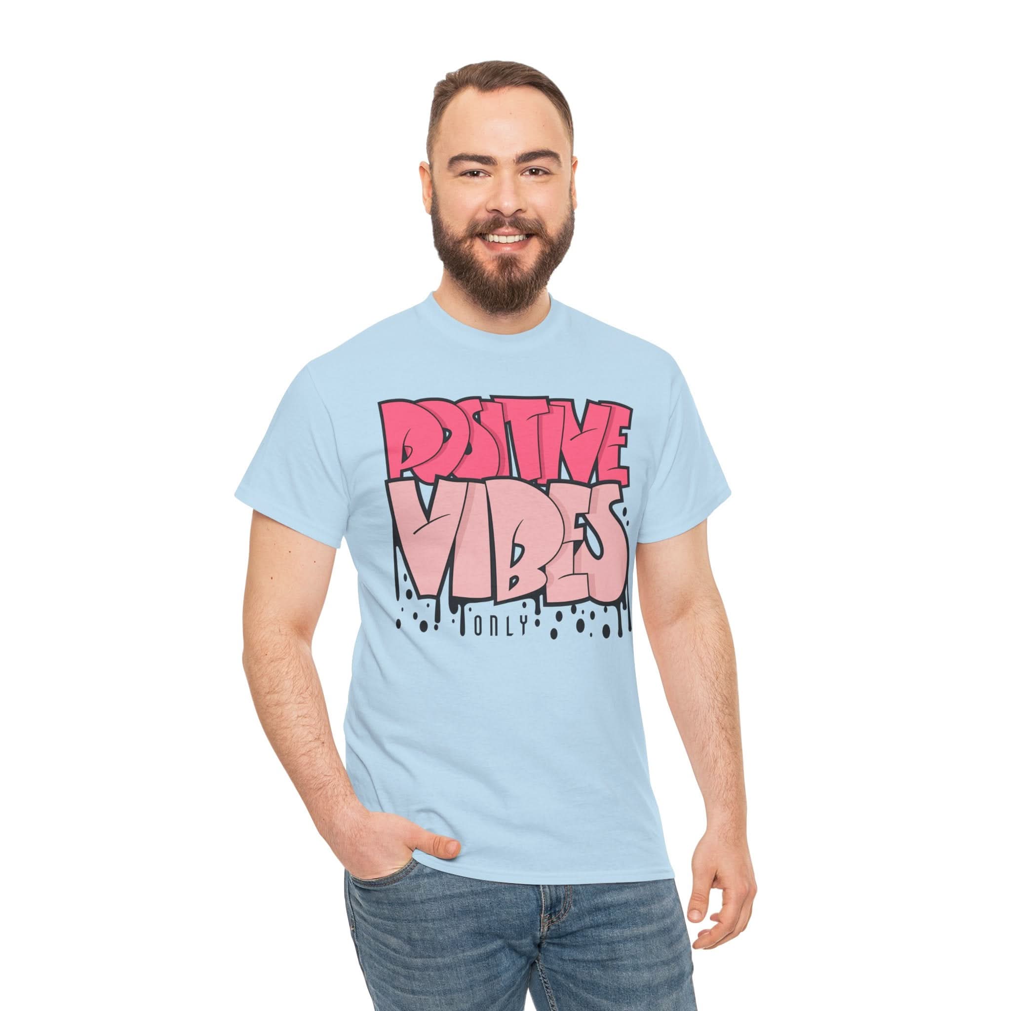 Positive Vibes Unisex Heavy Cotton Tee | Graphic Shirt for Casual Wear, Gift, Summer Styles, Affirmation Apparel
