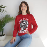 Alien Skull Sweatshirt — "I Do Not Believe in Humans" Graphic Crewneck