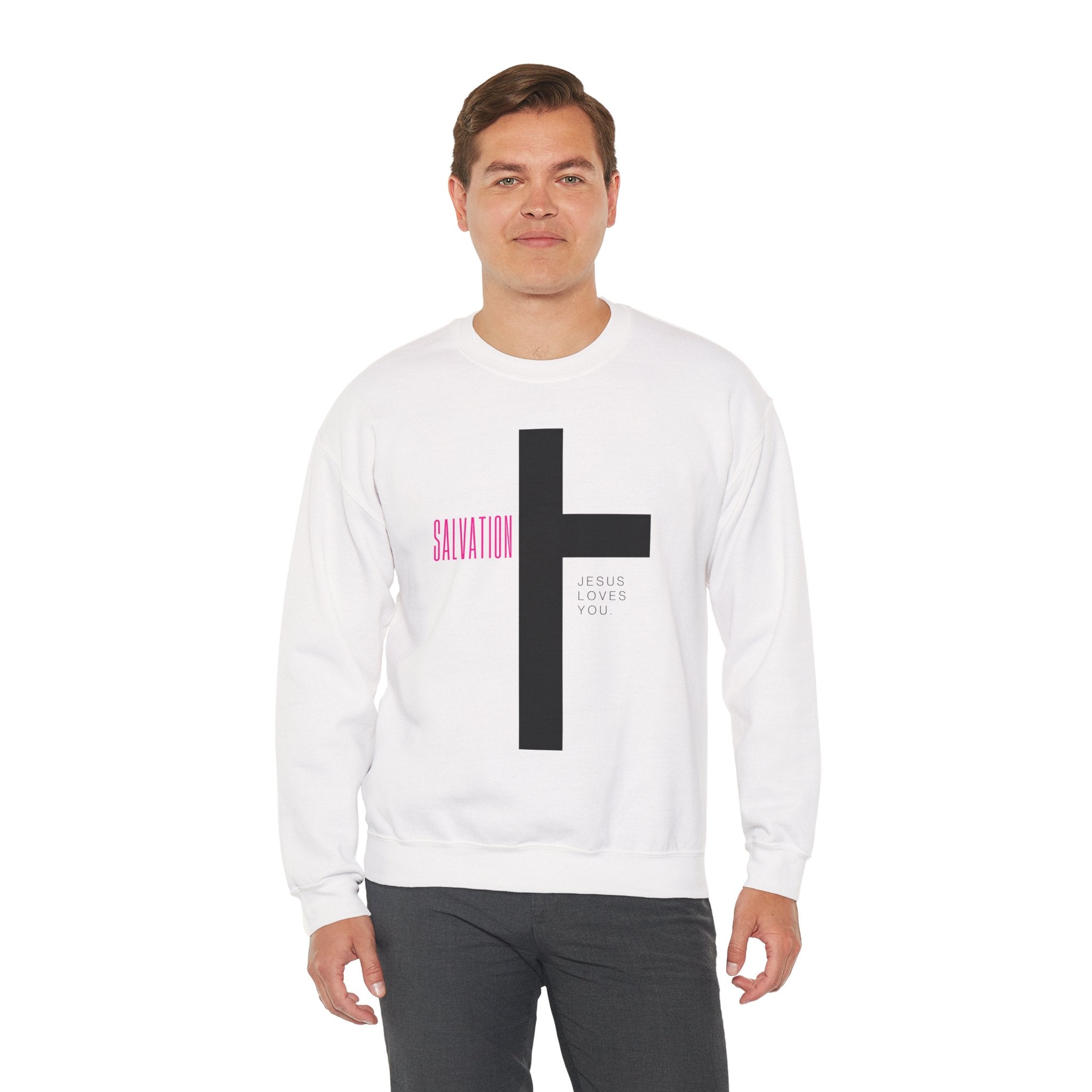 Inspirational Faith Sweatshirt, Jesus Loves You Crewneck, Christian Apparel, Religious Gift, Spiritual Comfort Wear, Casual Unisex Sweater