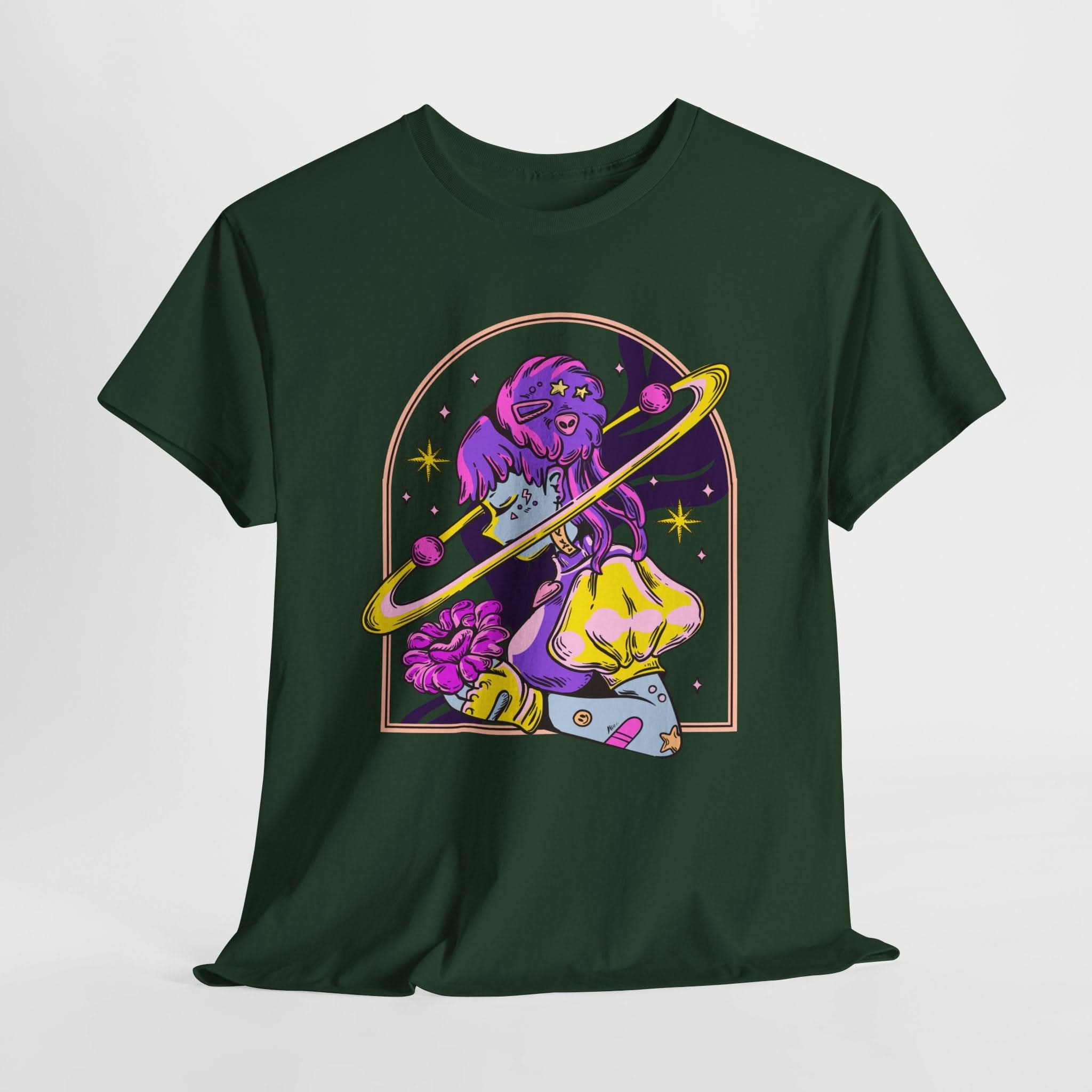 Cosmic Wizard Tee, Celestial Art Shirt, Unisex Heavy Cotton Tee, Astrology Gift, Space Design Apparel, Unique Graphic T-Shirt