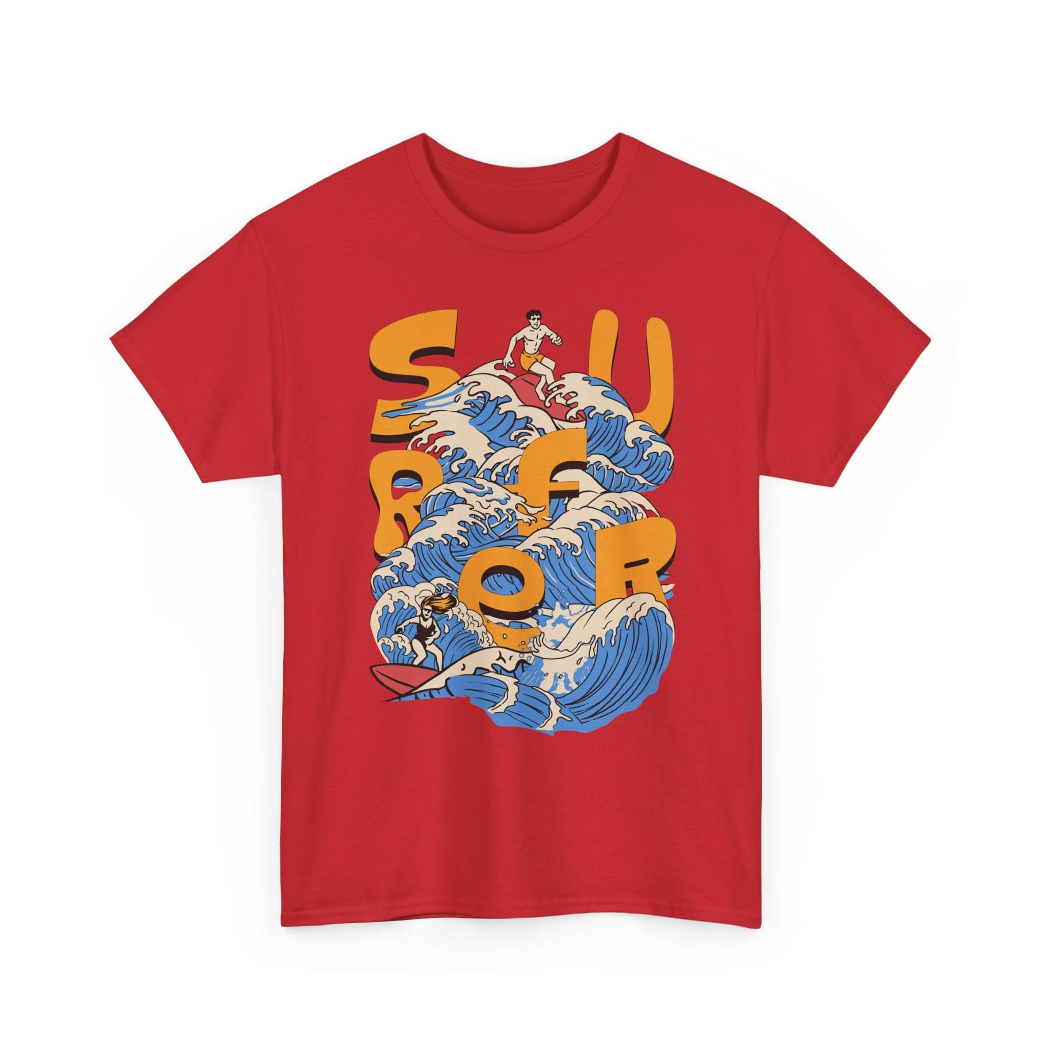 Surfer Wave Unisex Heavy Cotton Tee, Beach Vibes Shirt, Cool Gift for Surfers, Summer Style, Ocean Lover Tee, Fun Casual Wear