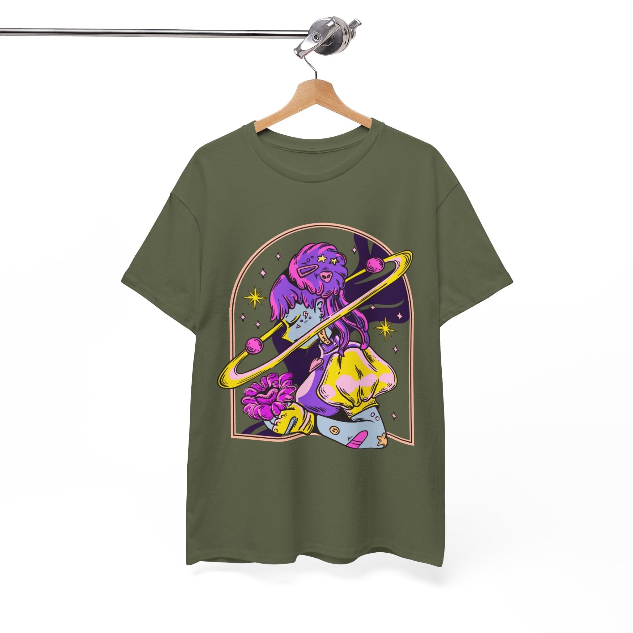 Cosmic Wizard Tee, Celestial Art Shirt, Unisex Heavy Cotton Tee, Astrology Gift, Space Design Apparel, Unique Graphic T-Shirt