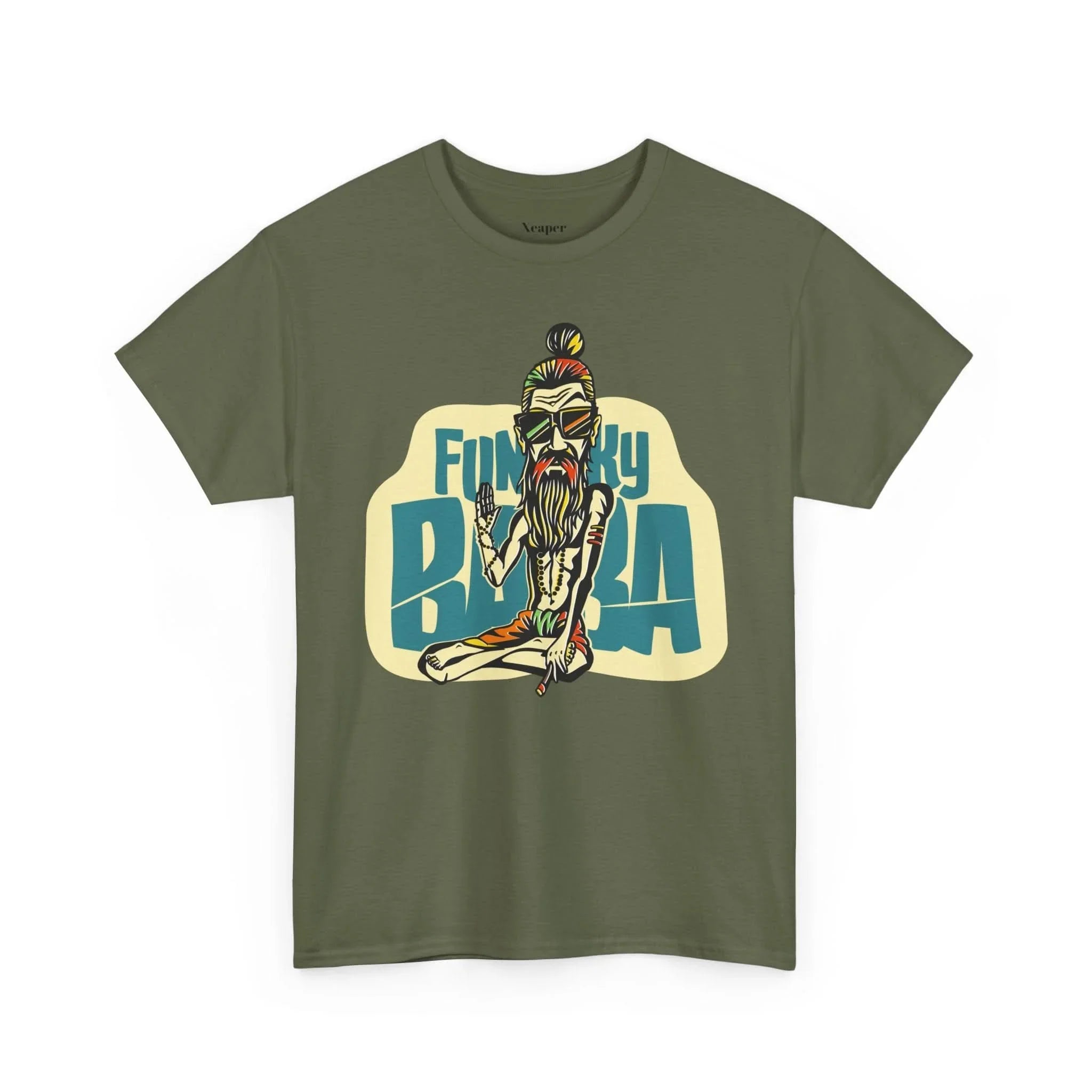 Funky Baba Unisex Heavy Cotton Tee, Retro T-Shirt, Casual Wear, Gift for Tea Lovers, Summer Outfit, Streetwear