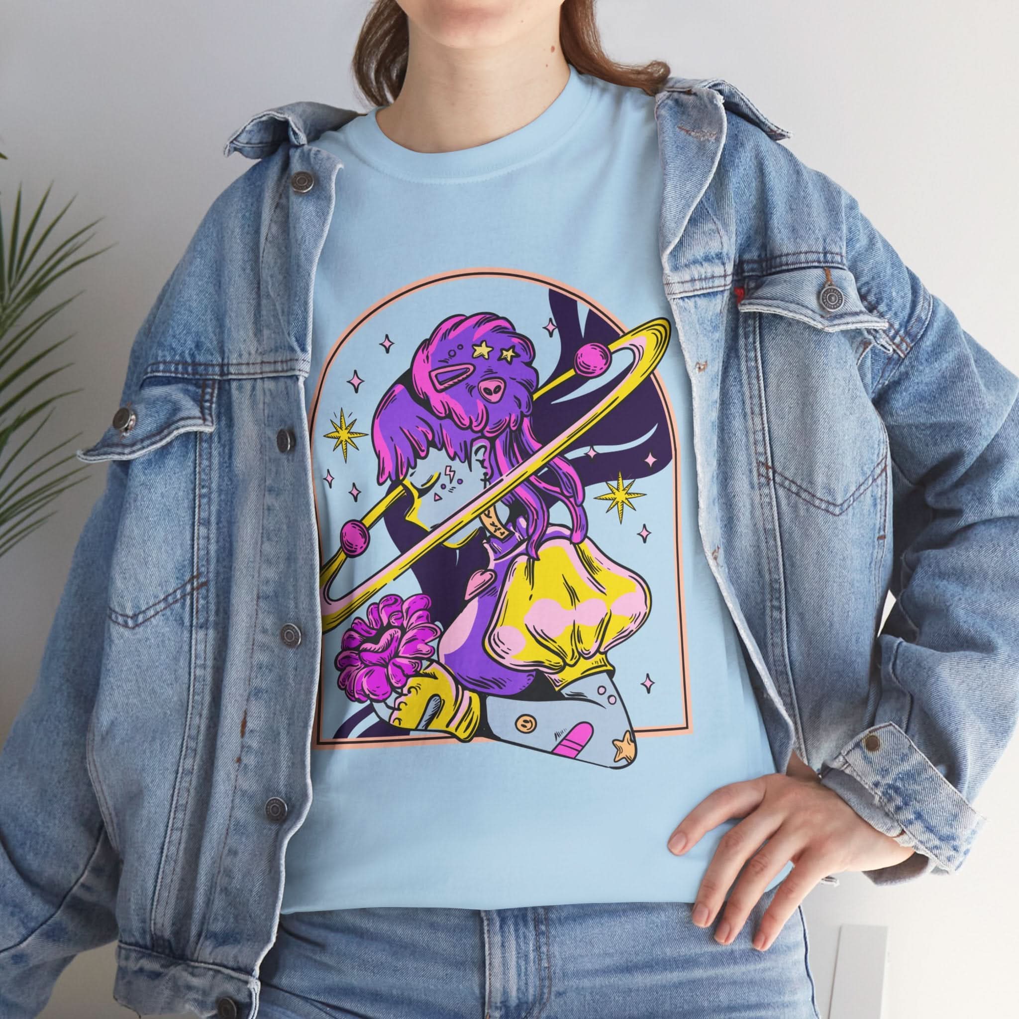 Cosmic Wizard Tee, Celestial Art Shirt, Unisex Heavy Cotton Tee, Astrology Gift, Space Design Apparel, Unique Graphic T-Shirt