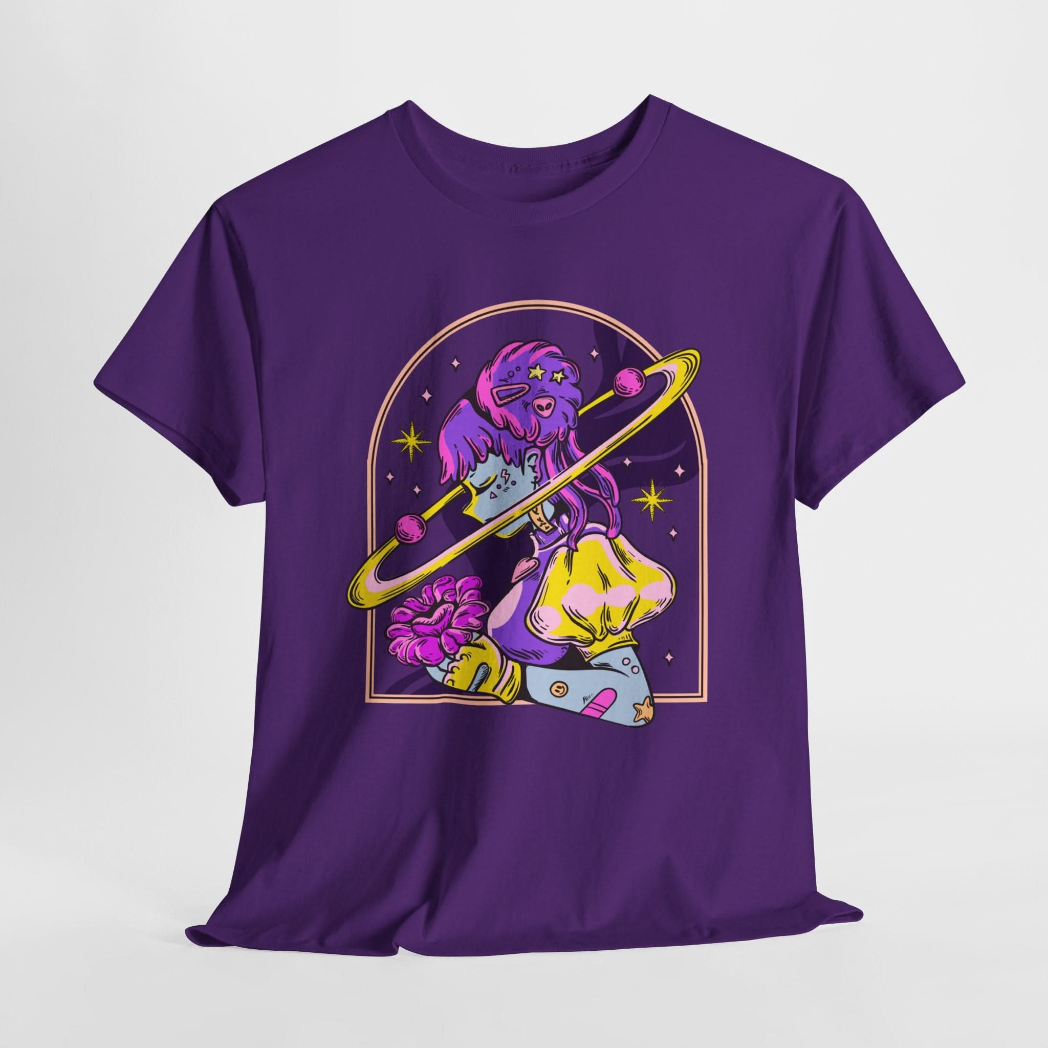 Cosmic Wizard Tee, Celestial Art Shirt, Unisex Heavy Cotton Tee, Astrology Gift, Space Design Apparel, Unique Graphic T-Shirt
