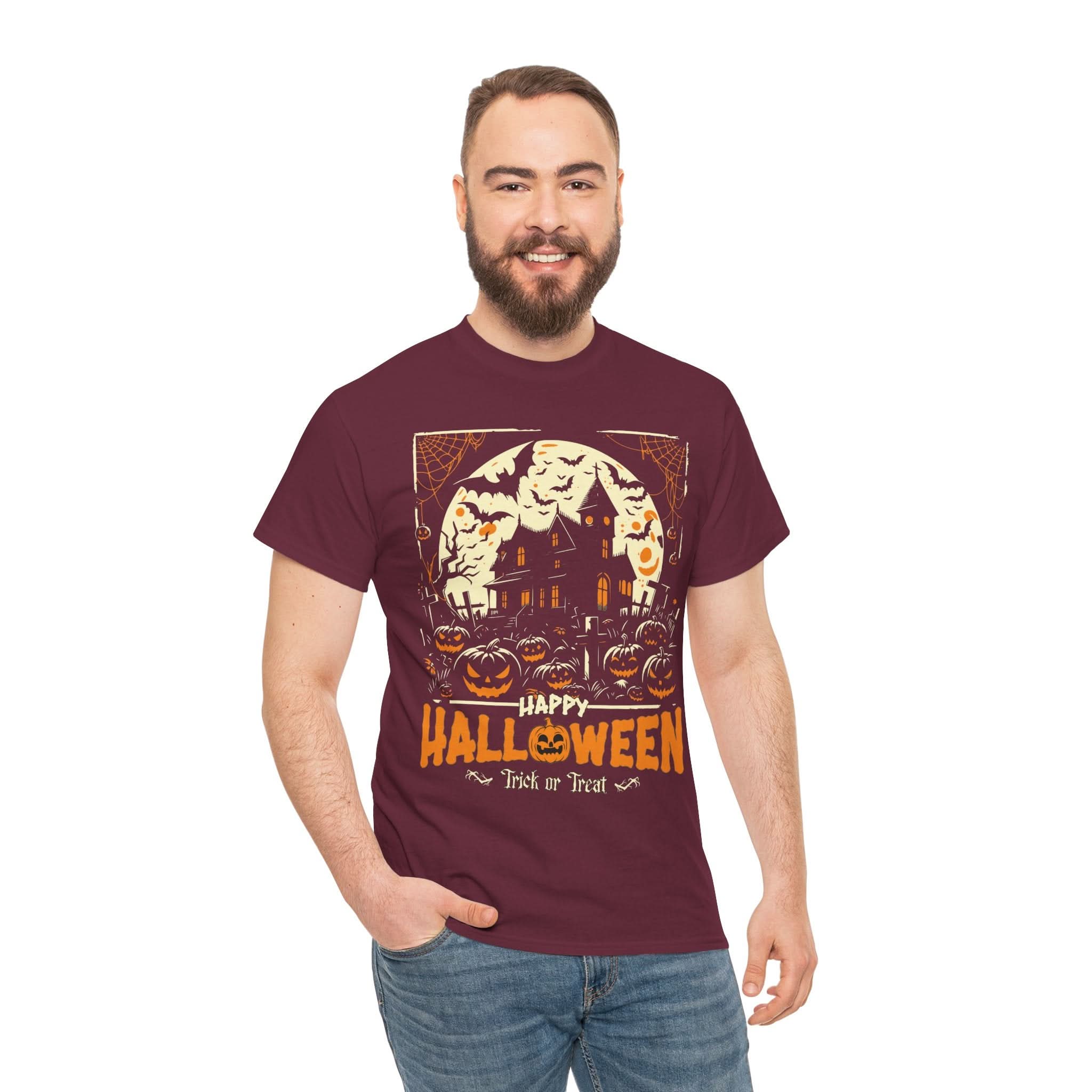 Halloween Unisex Heavy Cotton Tee, Spooky T-Shirt, Trick or Treat Shirt, Fall Fashion, Halloween Costume Top