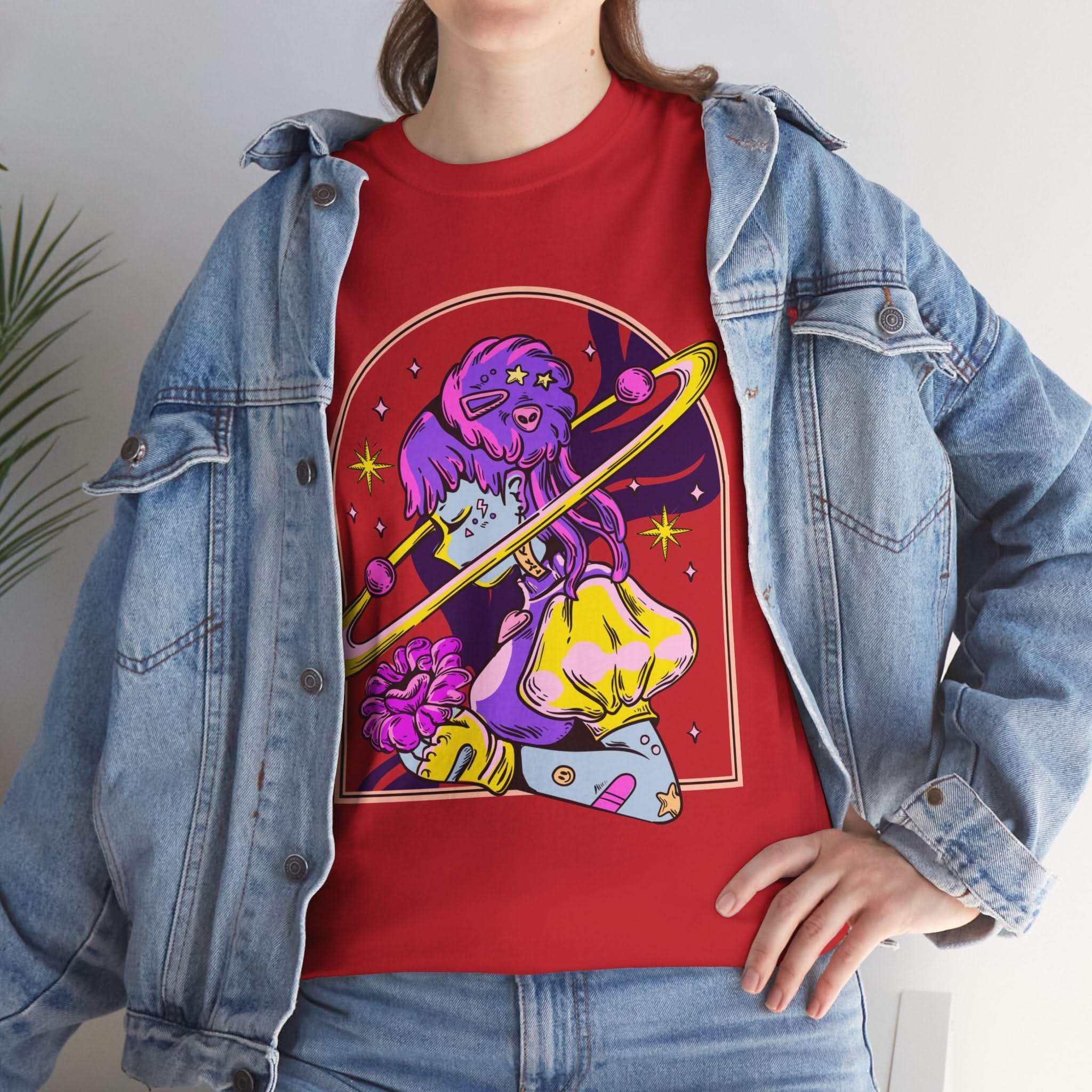 Cosmic Wizard Tee, Celestial Art Shirt, Unisex Heavy Cotton Tee, Astrology Gift, Space Design Apparel, Unique Graphic T-Shirt