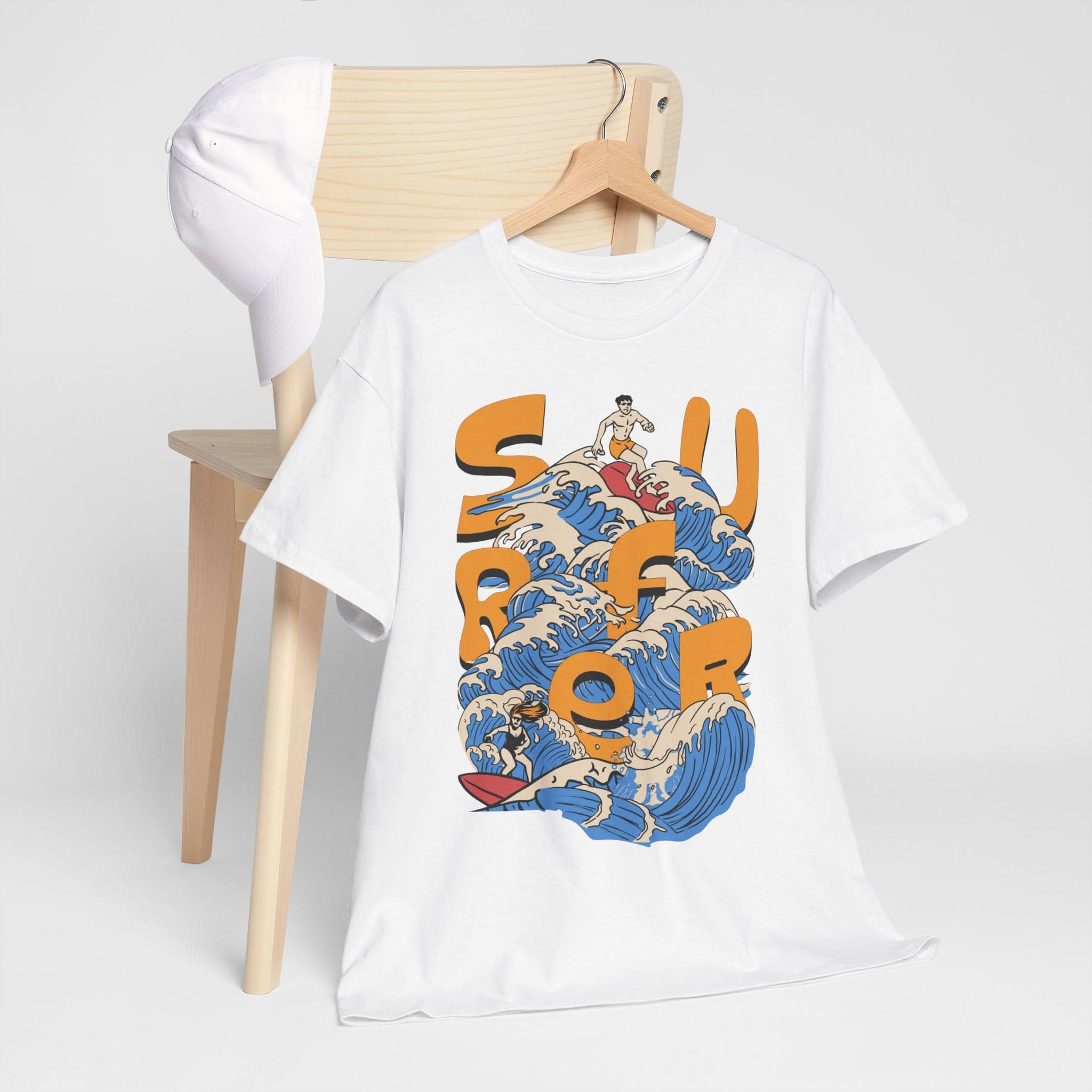 Surfer Wave Unisex Heavy Cotton Tee, Beach Vibes Shirt, Cool Gift for Surfers, Summer Style, Ocean Lover Tee, Fun Casual Wear