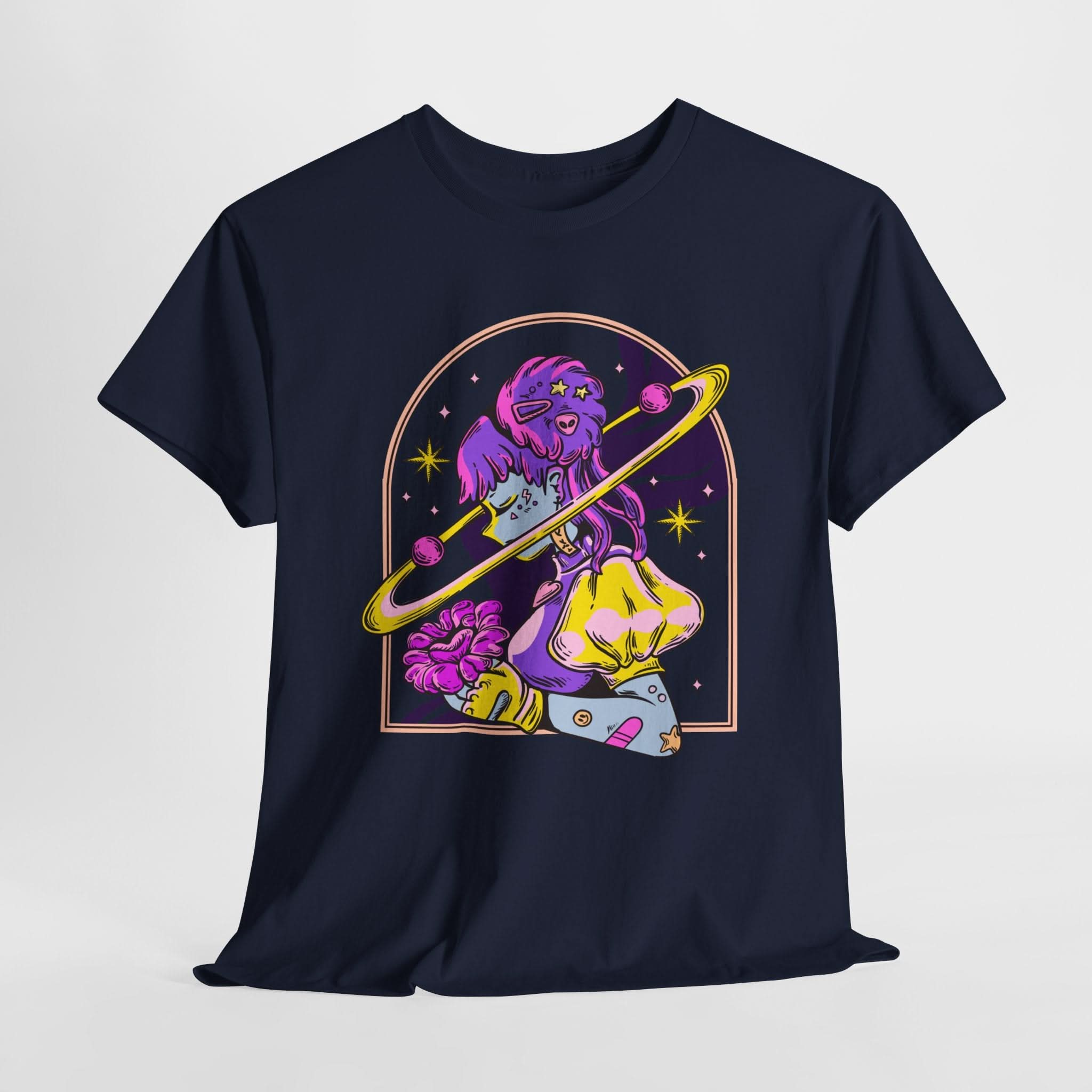 Cosmic Wizard Tee, Celestial Art Shirt, Unisex Heavy Cotton Tee, Astrology Gift, Space Design Apparel, Unique Graphic T-Shirt