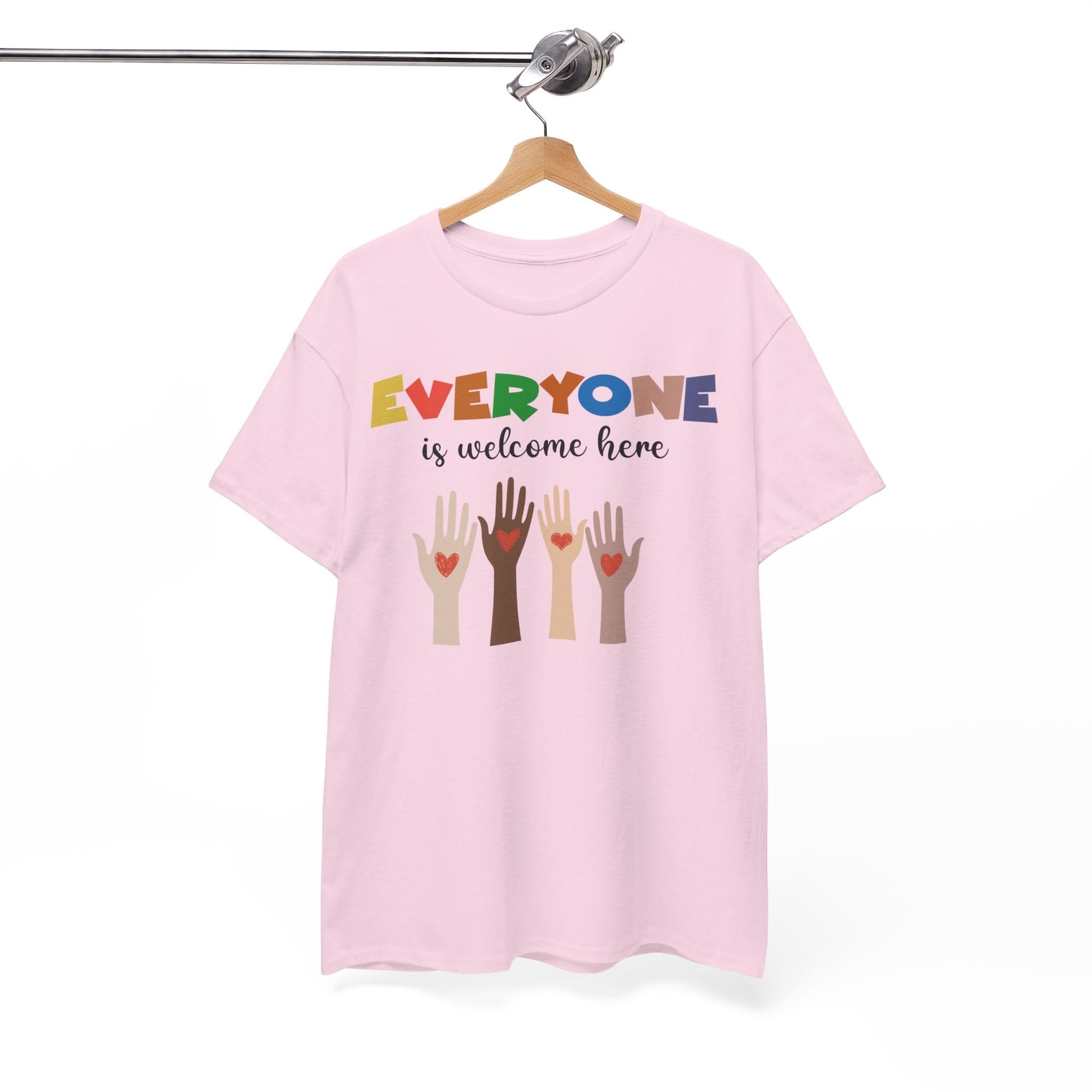 'Everyone is welcome here' Inclusive Message Tee | Gift For Him | Gildan Soft | Colorful Tee