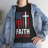 Faith Over Fear American Flag Cross T‑Shirt