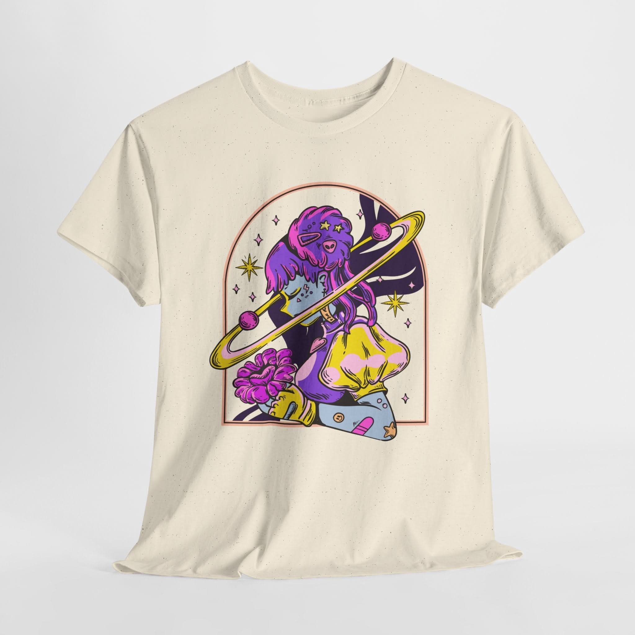 Cosmic Wizard Tee, Celestial Art Shirt, Unisex Heavy Cotton Tee, Astrology Gift, Space Design Apparel, Unique Graphic T-Shirt