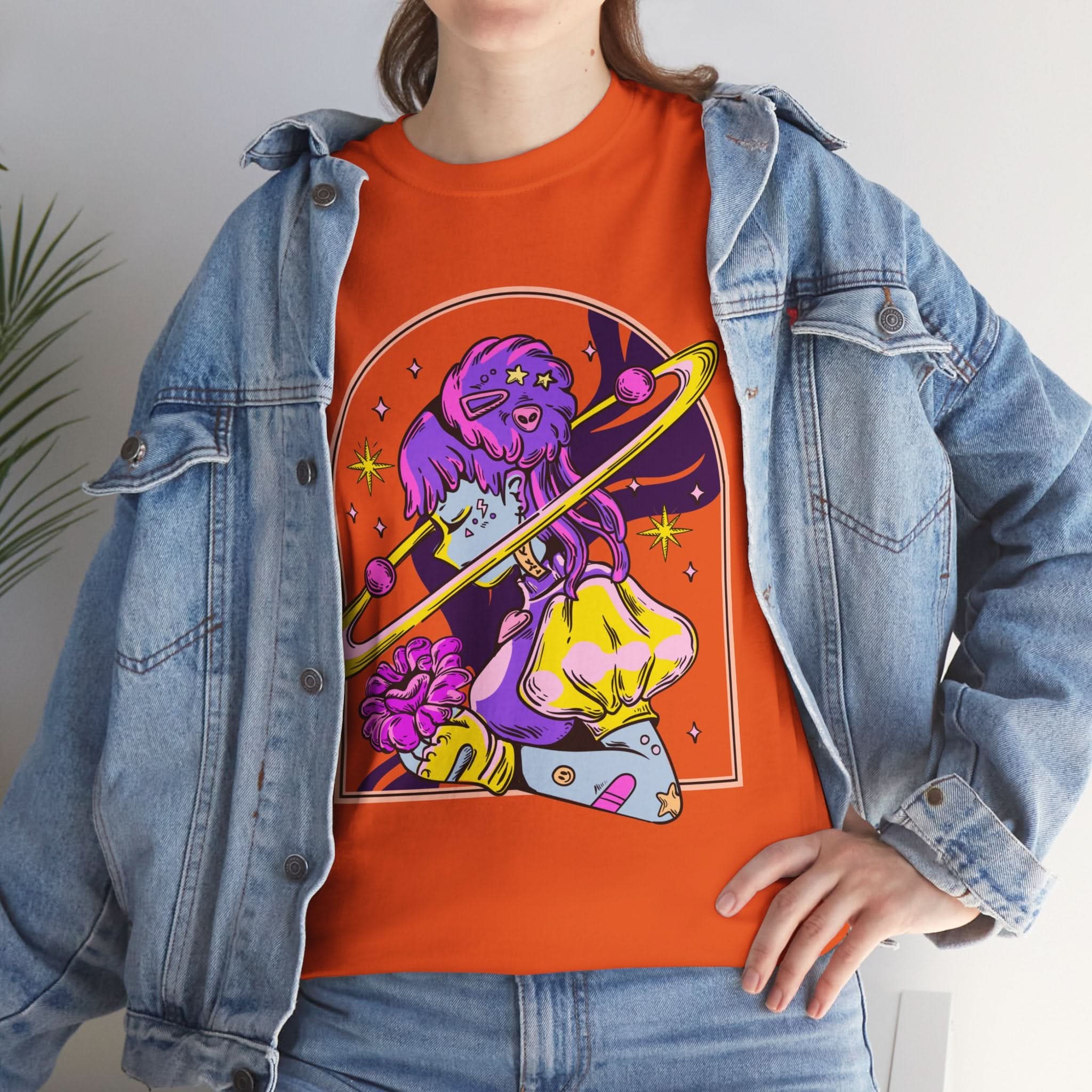 Cosmic Wizard Tee, Celestial Art Shirt, Unisex Heavy Cotton Tee, Astrology Gift, Space Design Apparel, Unique Graphic T-Shirt