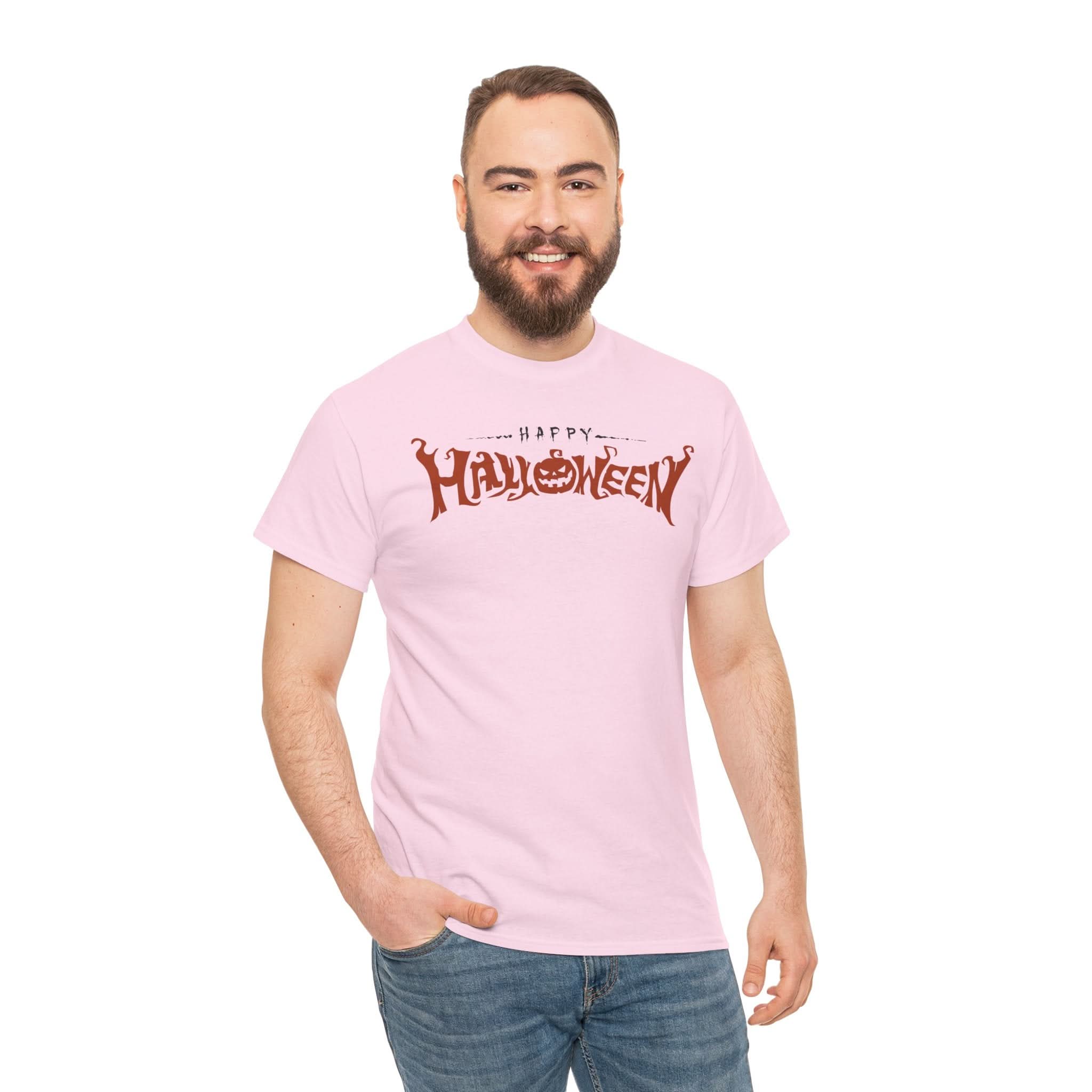 Happy Halloween Unisex Heavy Cotton Tee, Spooky Shirt, Fall Fashion, Pumpkin Tee, Halloween Costume, Gift for Halloween Lovers