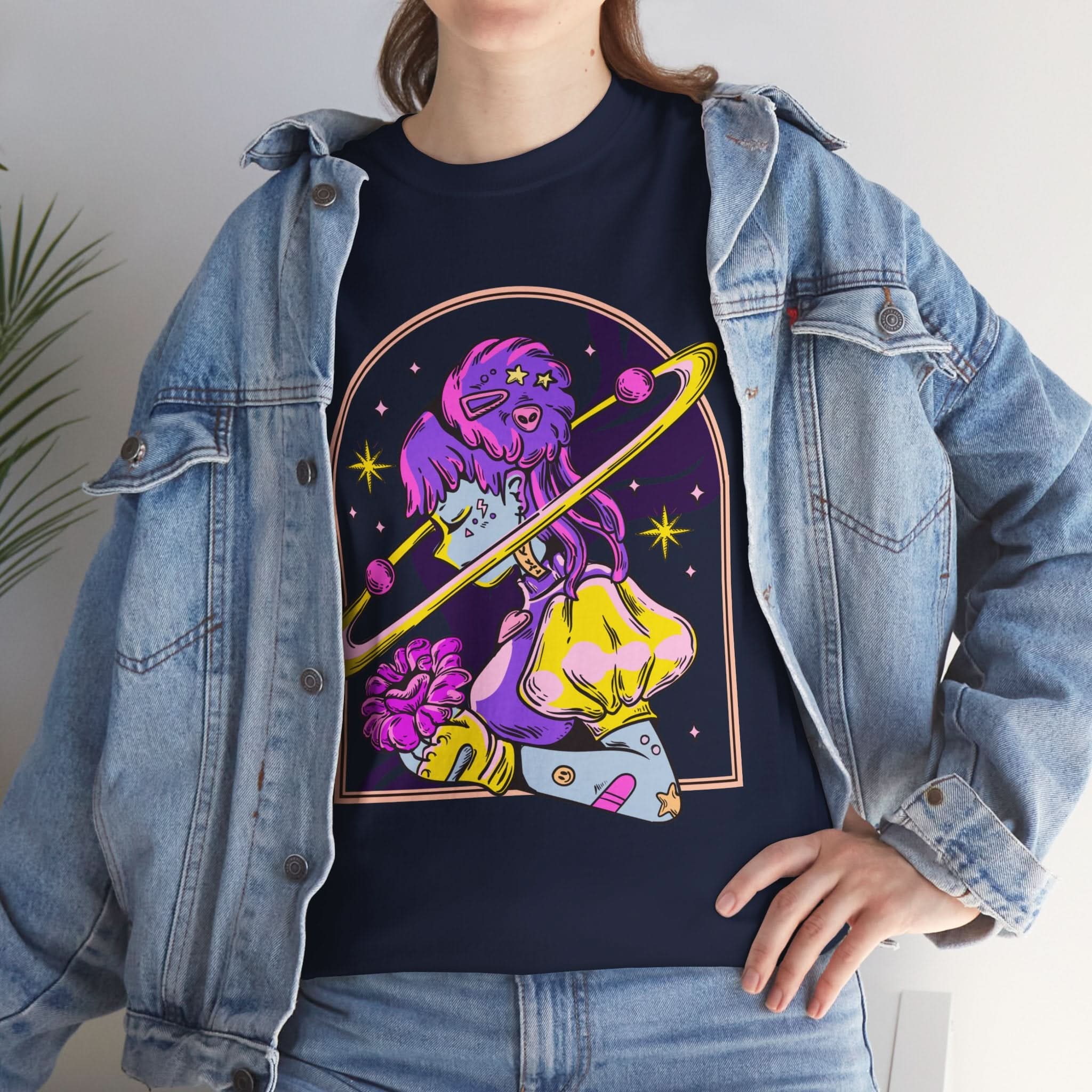 Cosmic Wizard Tee, Celestial Art Shirt, Unisex Heavy Cotton Tee, Astrology Gift, Space Design Apparel, Unique Graphic T-Shirt