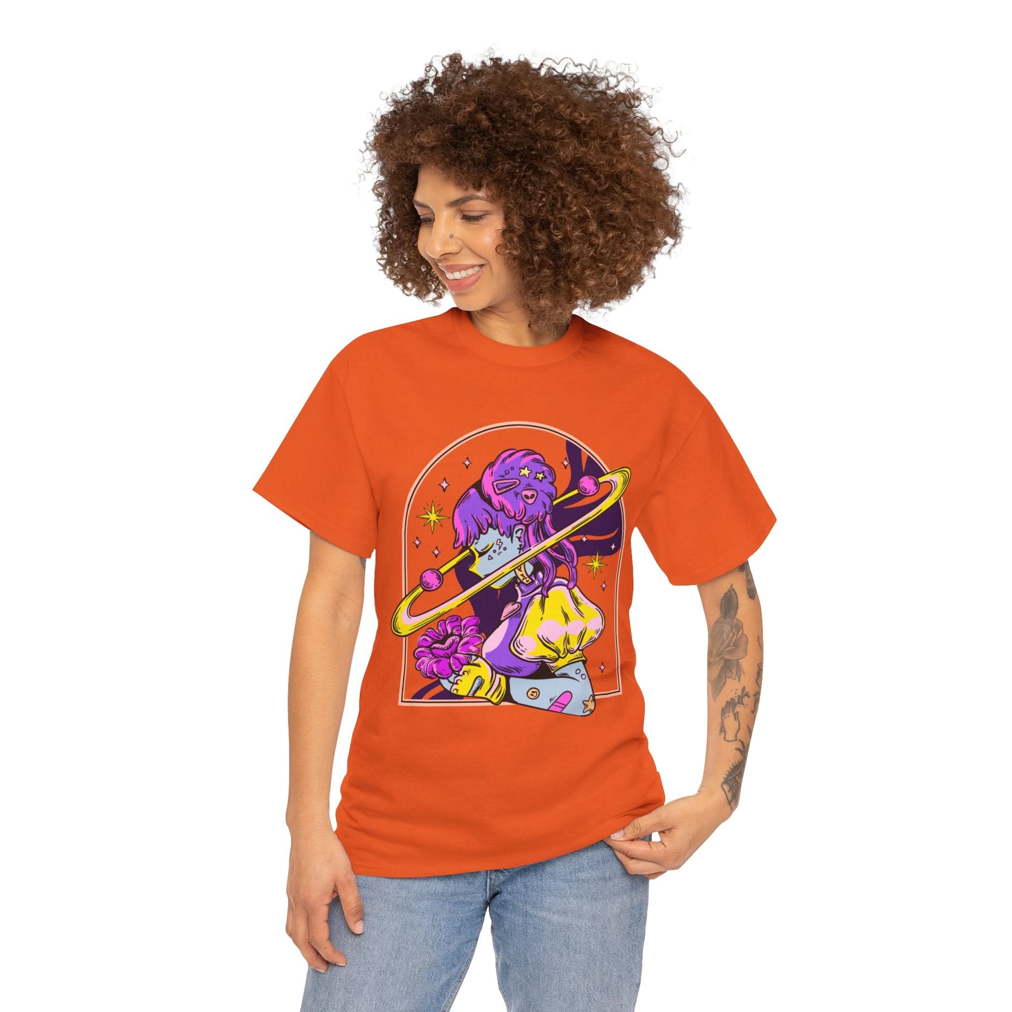 Cosmic Wizard Tee, Celestial Art Shirt, Unisex Heavy Cotton Tee, Astrology Gift, Space Design Apparel, Unique Graphic T-Shirt