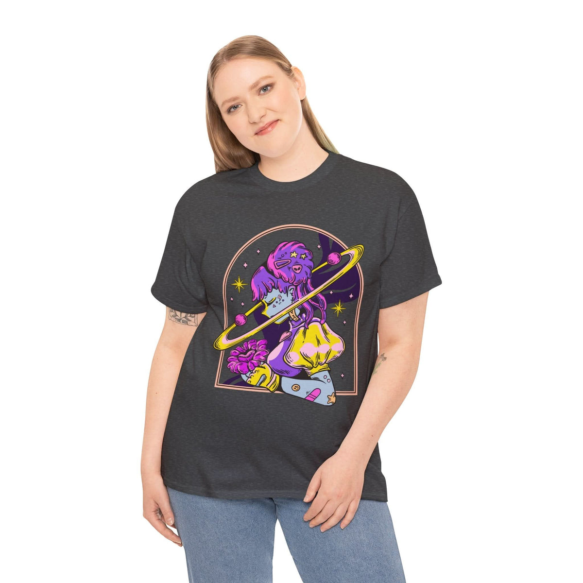 Cosmic Wizard Tee, Celestial Art Shirt, Unisex Heavy Cotton Tee, Astrology Gift, Space Design Apparel, Unique Graphic T-Shirt