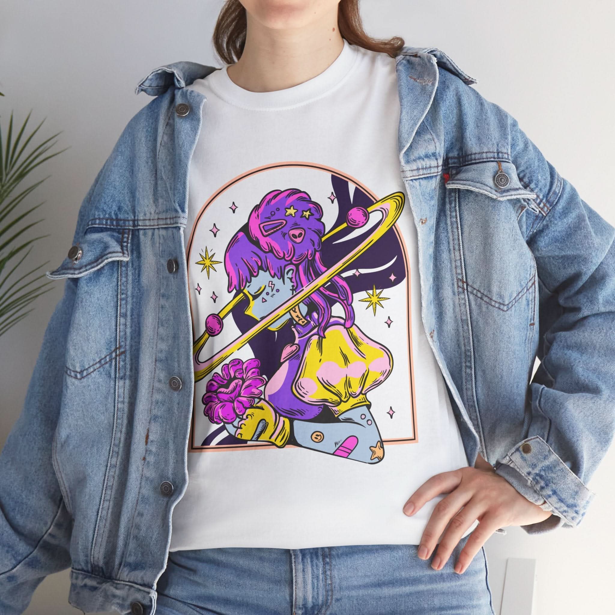 Cosmic Wizard Tee, Celestial Art Shirt, Unisex Heavy Cotton Tee, Astrology Gift, Space Design Apparel, Unique Graphic T-Shirt