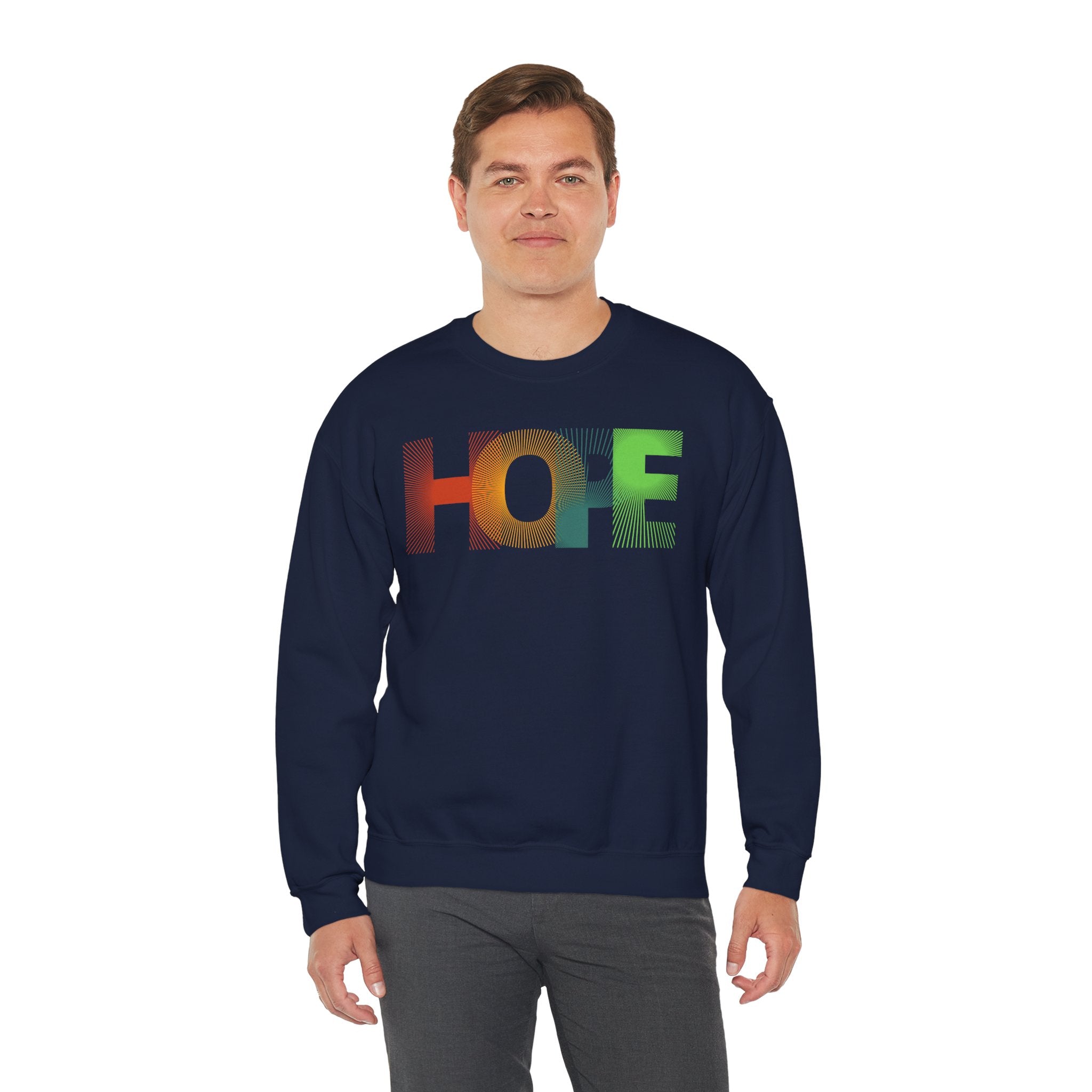Colorful 'HOPE' Unisex Sweatshirt | Cozy Crewneck for Daily Comfort, Perfect Gift for Friends, Birthdays, Hopeful Spirit