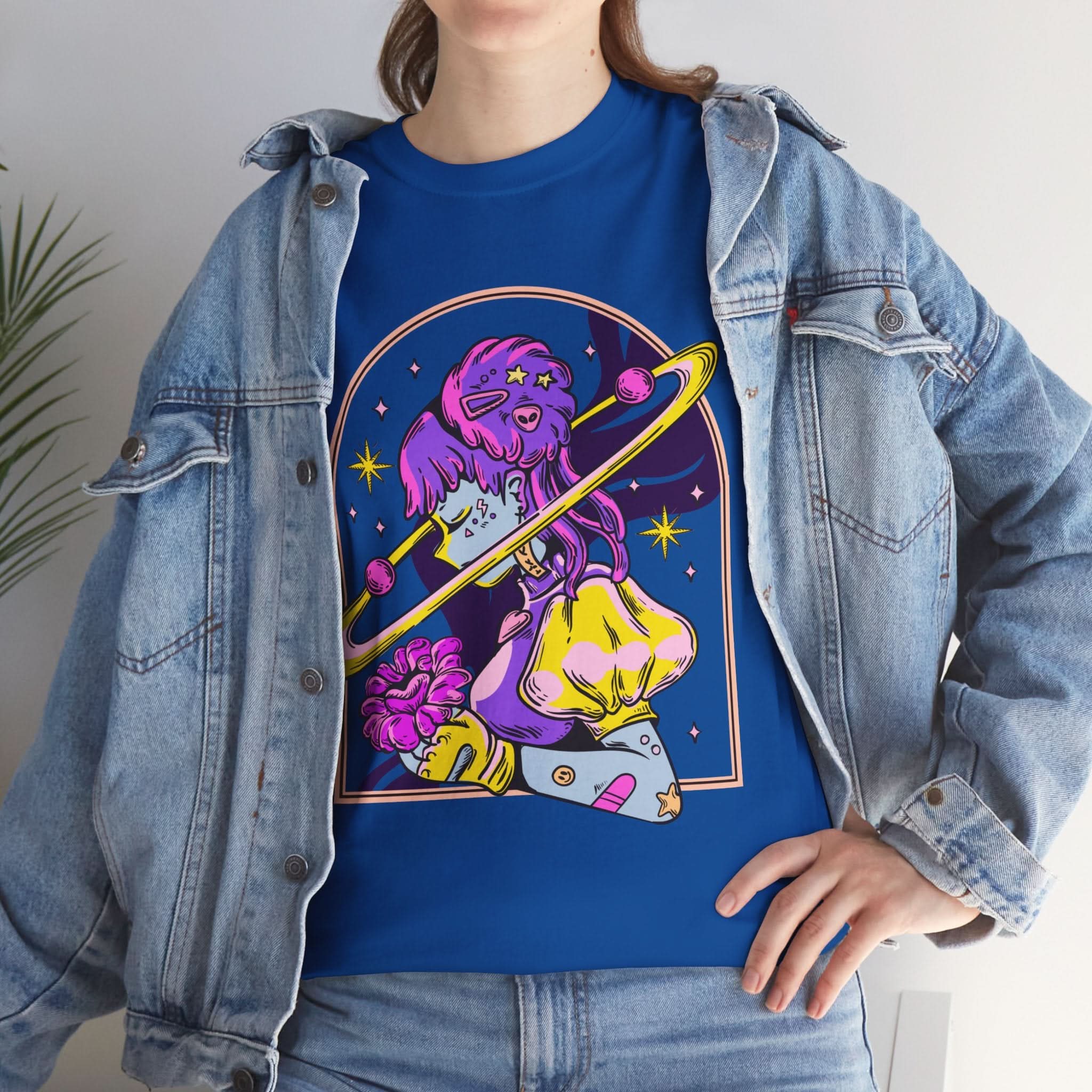 Cosmic Wizard Tee, Celestial Art Shirt, Unisex Heavy Cotton Tee, Astrology Gift, Space Design Apparel, Unique Graphic T-Shirt