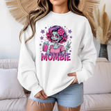 Funny Mombie Sweatshirt | Zombie Mom Halloween Crewneck | Tired Mother Graphic Pullover | Cute Spooky Mom Gift | Gildan 18000