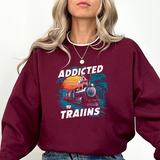 Addicted to Trains Sweatshirt – Vintage Steam Locomotive Crewneck