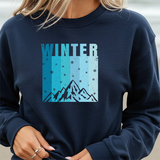 Winter Mountain Sweatshirt — 'WINTER' Snowy Peak Crewneck