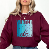 Winter Mountain Sweatshirt — 'WINTER' Snowy Peak Crewneck