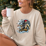 Surfer Skeleton Crewneck Sweatshirt – Retro Skull Wave Surfing Graphic