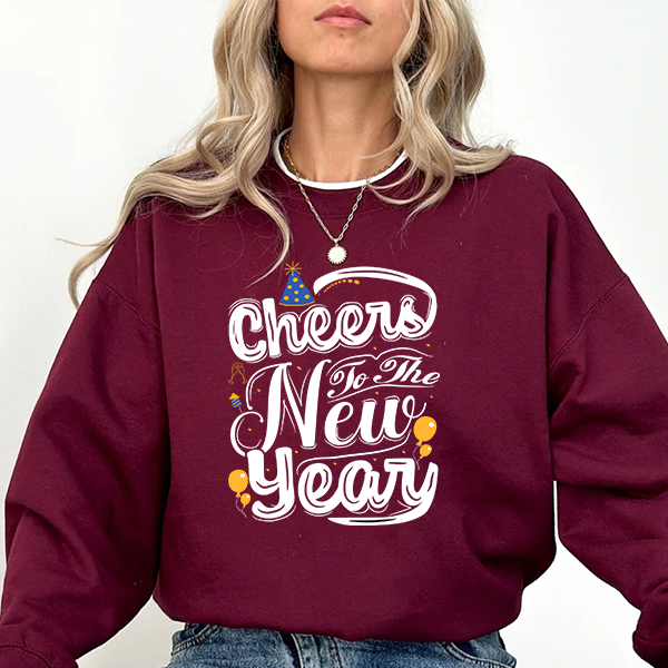 New Year Crewneck Sweatshirt - "Cheers to the New Year" Party Design