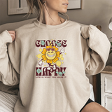 Choose Happy Crewneck Sweatshirt – Retro Sunflower Positive Vibe Pullover