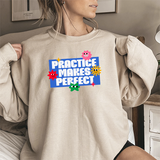 Crewneck Sweatshirt - "Practice Makes Perfect" Colorful Floral Graphic