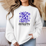 Equality Abstract Crewneck Sweatshirt — Purple Graphic Protest Design