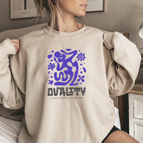 Equality Abstract Crewneck Sweatshirt — Purple Graphic Protest Design