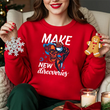 Make New Discoveries Crewneck Sweatshirt — Skull Explorer Graphic Pullover
