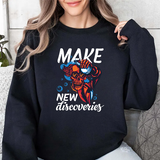 Make New Discoveries Crewneck Sweatshirt — Skull Explorer Graphic Pullover