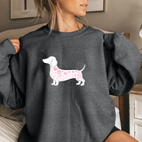 Dachshund Floral Sweatshirt — Pink Sausage Dog Crewneck