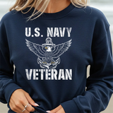 U.S. Navy Veteran Crewneck Sweatshirt - Distressed Anchor & Eagle Design