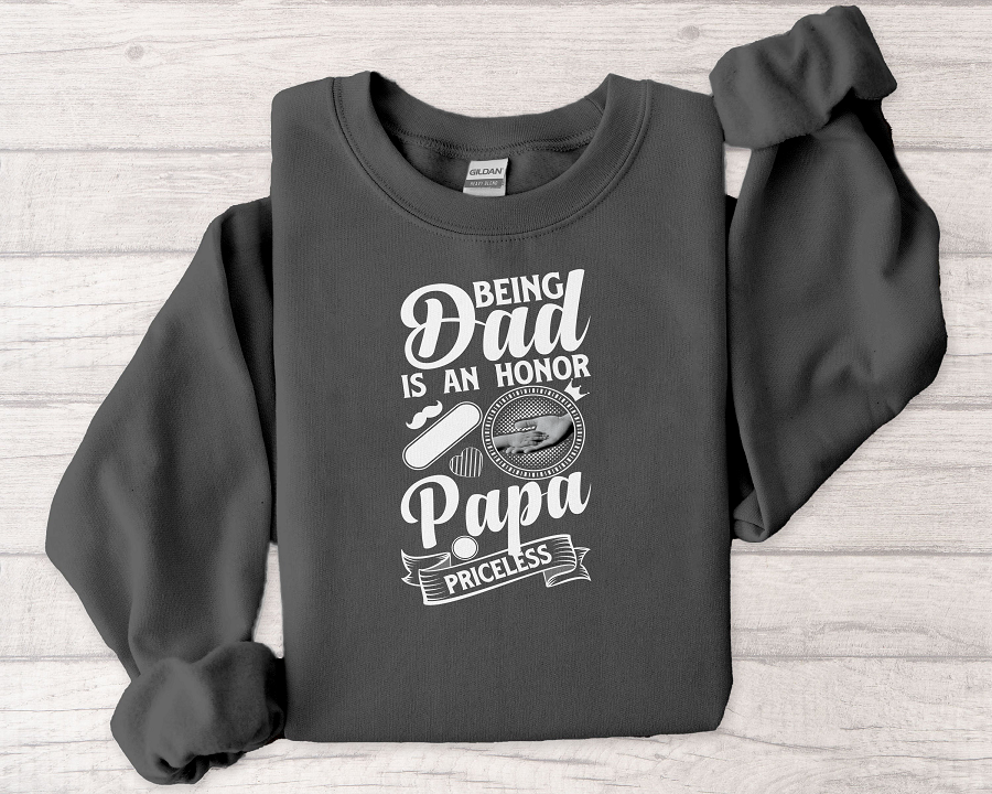 Crewneck Sweatshirt with Minimal Hand Illustration — Subtle Vintage Palm Graphic