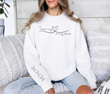 Personalized Mom Sweatshirt: Heart On My Sleeve, Names Gift