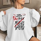 Crewneck Sweatshirt — "Think Outside The Box" Tic-Tac-Toe Graphic