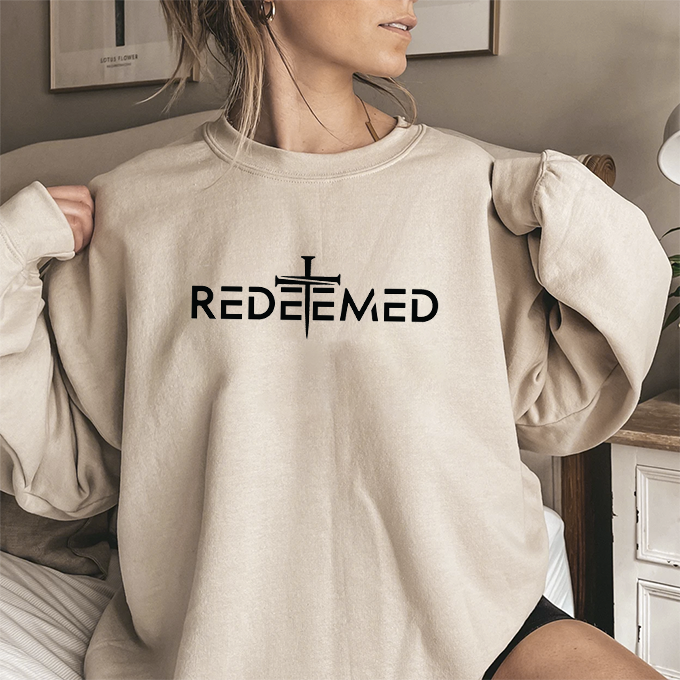Redeemed Cross Crewneck Sweatshirt — Christian Faith Apparel